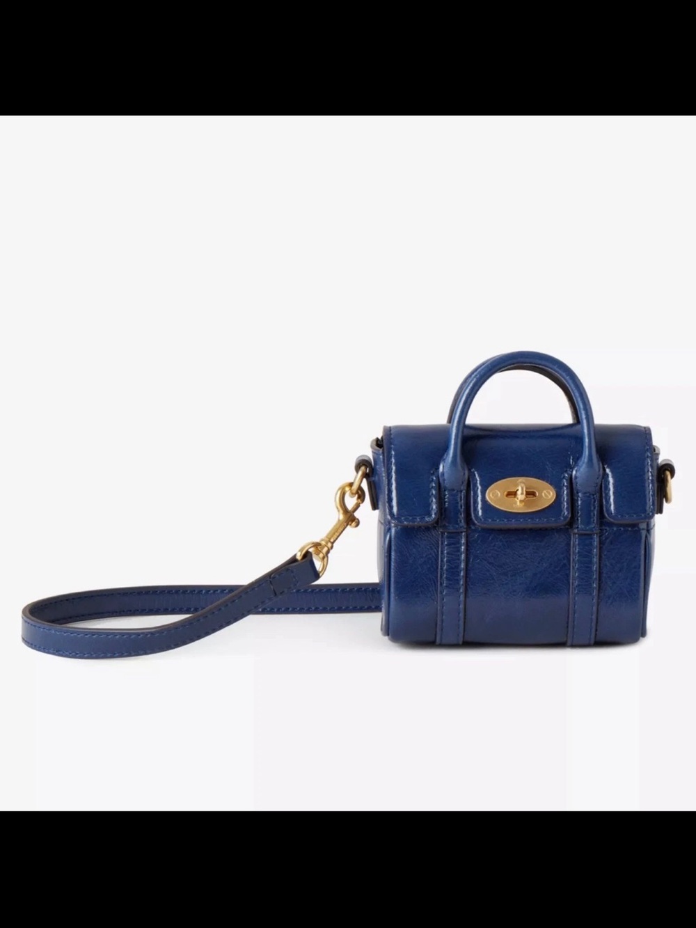 Mulberry Small Navy Leather Mini Satchel with Gold Hardware